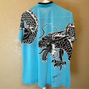 Jamie Sadock Golf Shirt Quarter Zip Fiji Blue Dragon Short Sleeve Size XL